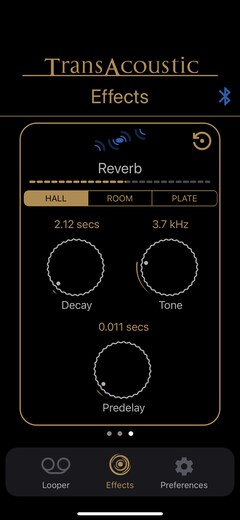 Menu Effecten - Galm parameters