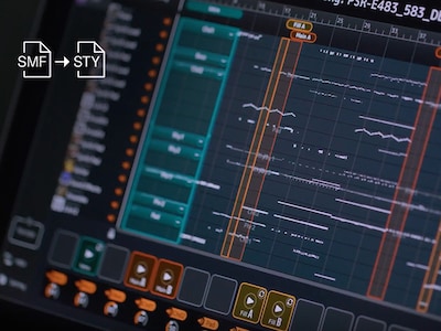 PSR-E583 Hoofdafbeelding van MIDI Song naar Stijl App