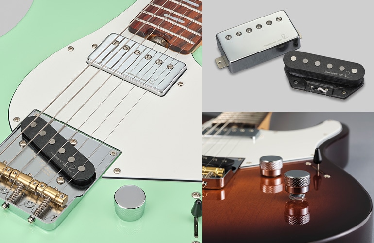 Close-upfoto van de pickups en toonknop van de Pacifica SC Standard Plus