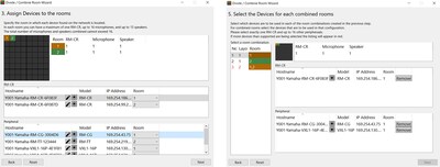 Gebruikersinterfacescherm van de wizard Ruimte splitsen/combineren
