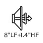 Coaxial compression driver (1.4” HF + 8” LF)