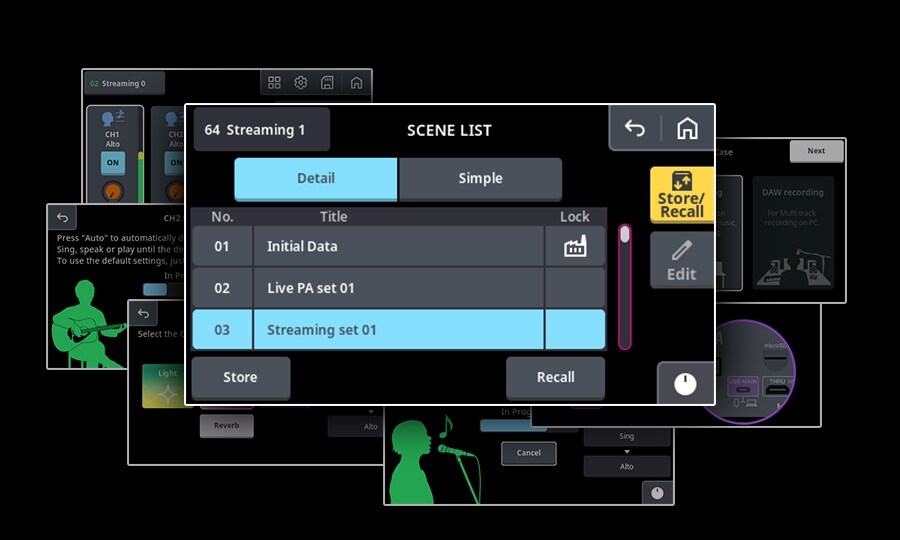 Yamaha URX22: Snel instellingen aanpassen met Scene Recall